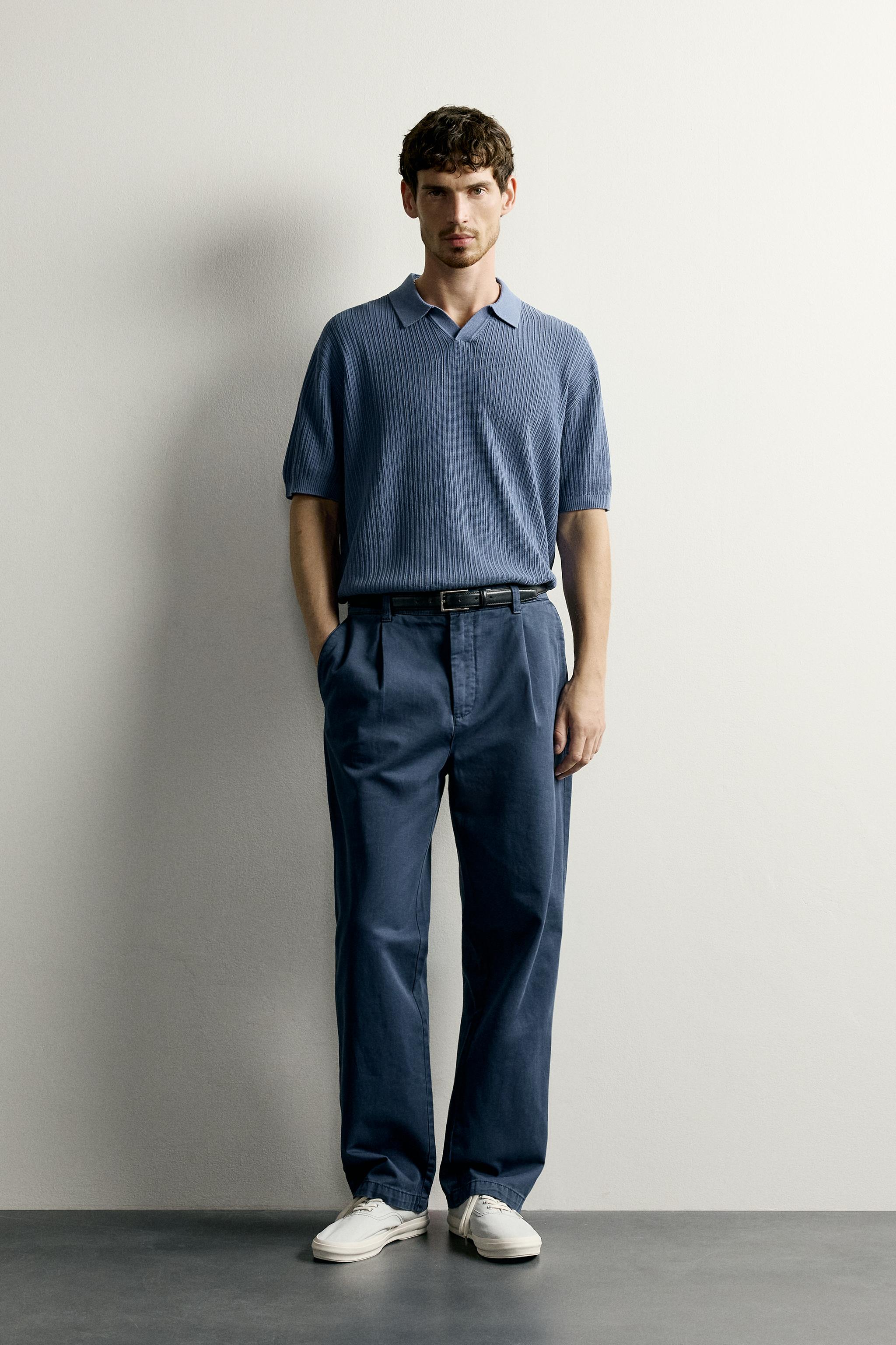 Zara DOKULU REGULAR FIT POLO T-SHIRT görsel 8