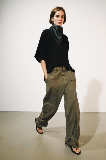 بنطلون BARREL CARGO ZW COLLECTION - كاكي by Zara