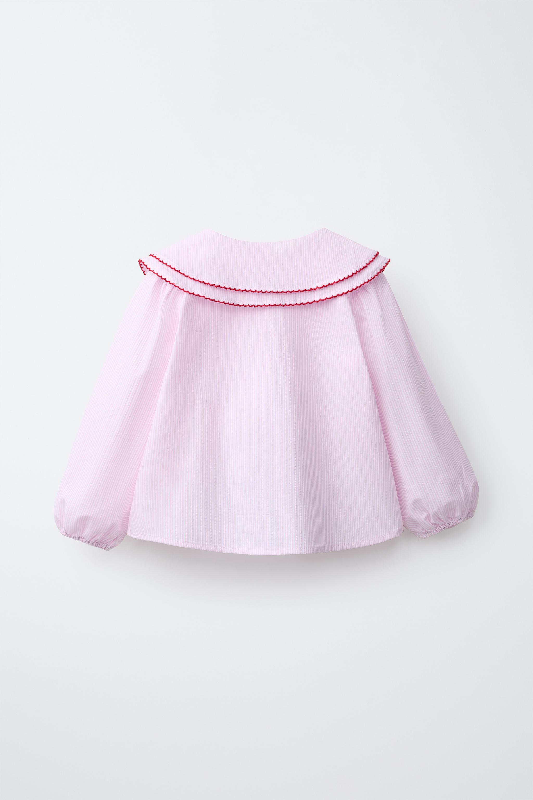 DOUBLE COLLAR STRIPED SHIRT — Pink