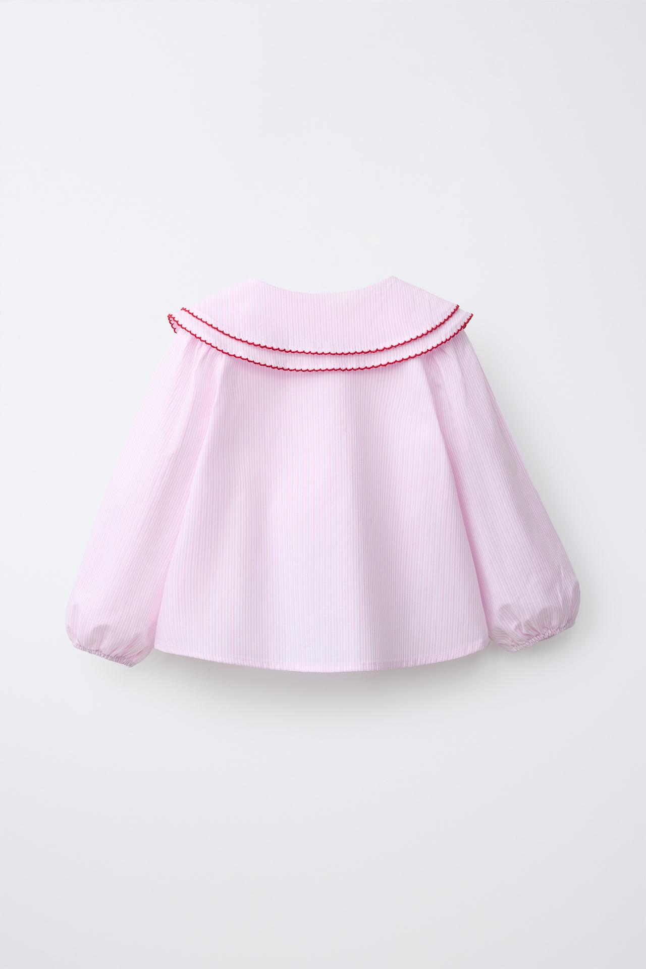 DOUBLE COLLAR STRIPED SHIRT — Pink
