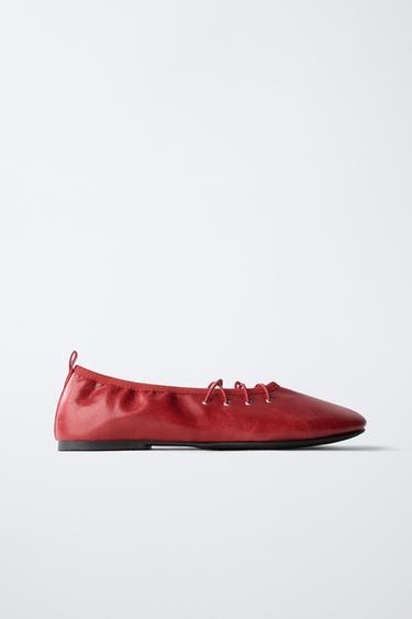 LACED BALLERINA - Red by Zara