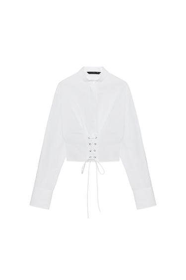 POPLIN CORSET STRAP SHIRT - White by Zara
