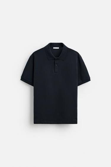 BASIC PIQUÉ TEXTURE POLO SHIRT - Navy blue by Zara