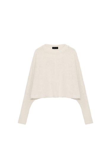 SHORT KNIT BATWING JUMPER - Ecru by Zara