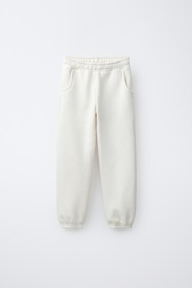 Zara PLAIN JOGGING PANTS - Ecru
