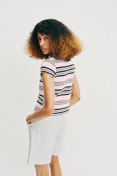 STRIPED TOP WITH METAL BUTTONS - Pink by Zara - Image 5