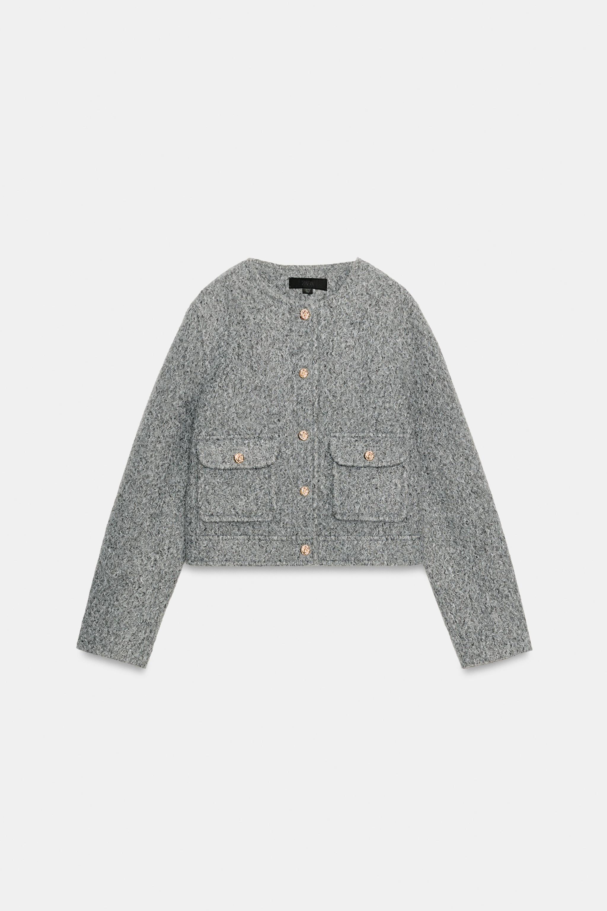 ブークレ ゴールドボタンジャケット - グレー | ZARA Japan / 日本