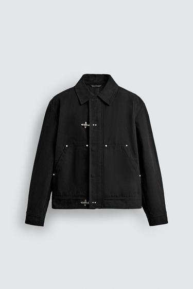 Zara RELAXED FIT FIREMAN CLASP JACKET - Black