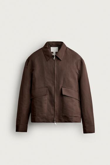 RELAXED FIT LINEN/COTTON OVERSHIRT - Brown by Zara