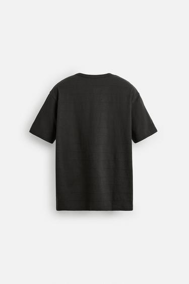 STRIPED BUTTON NECK T-SHIRT - Khaki by Zara - Image 7