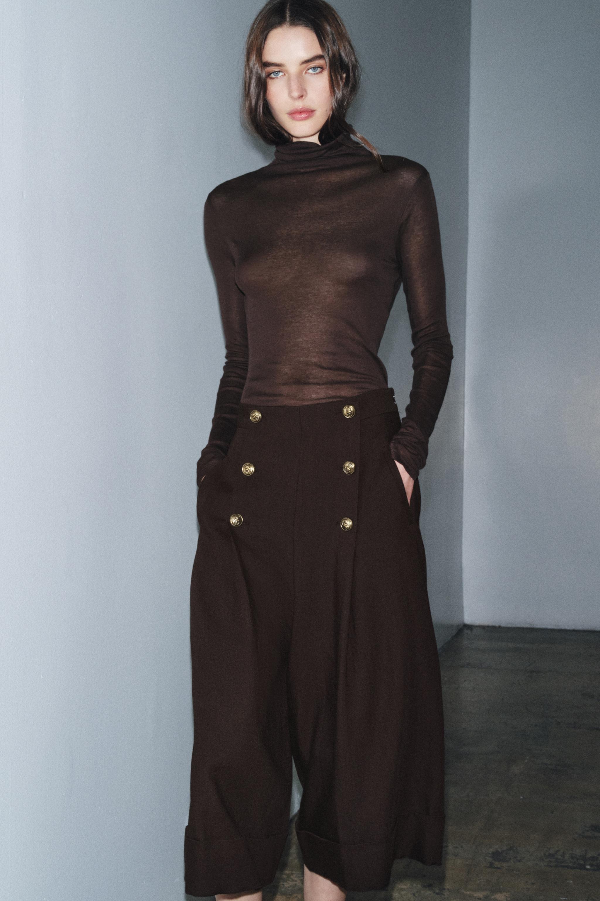 100% WOOL BUTTONED SHORTS ZW COLLECTION - Khaki | ZARA United States