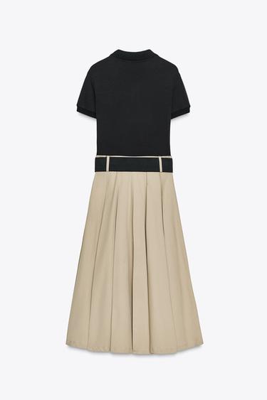 BELTED COMBINATION DRESS - Sand / Black by Zara - Image 7