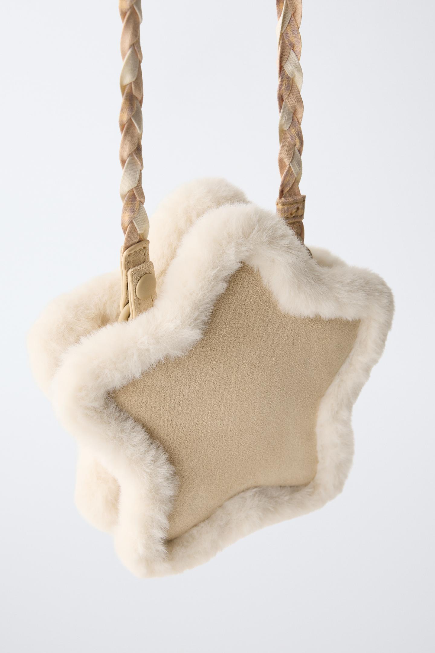 Детская сумка Zara Star Crossbody Bag with Faux Fur Detail, цвет: Коричневый — фото 4
