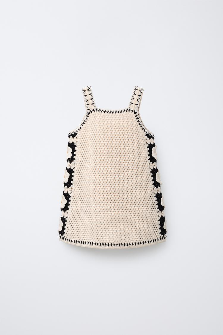 CROCHET FLORAL KNIT DRESS