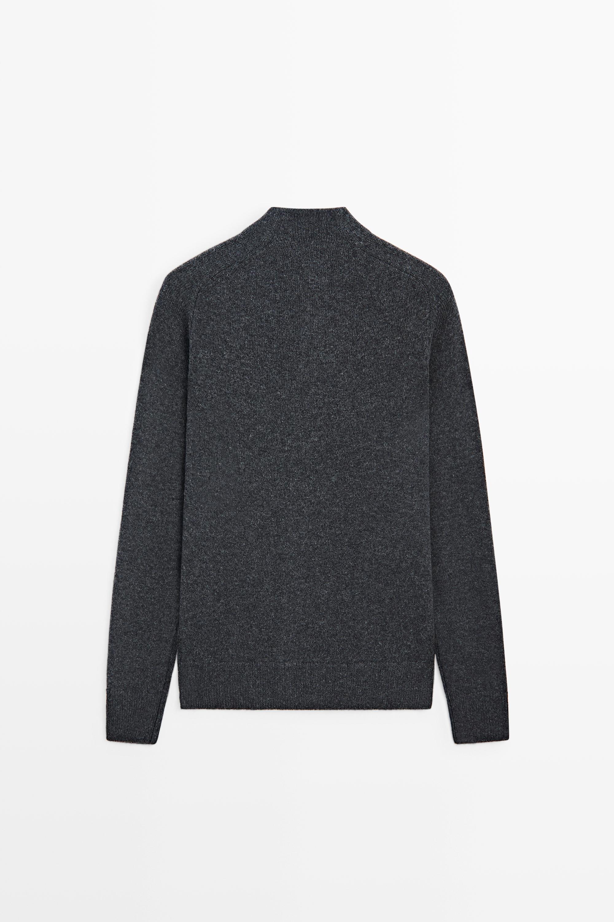 Cardigan en maille à col montant, mélange laine