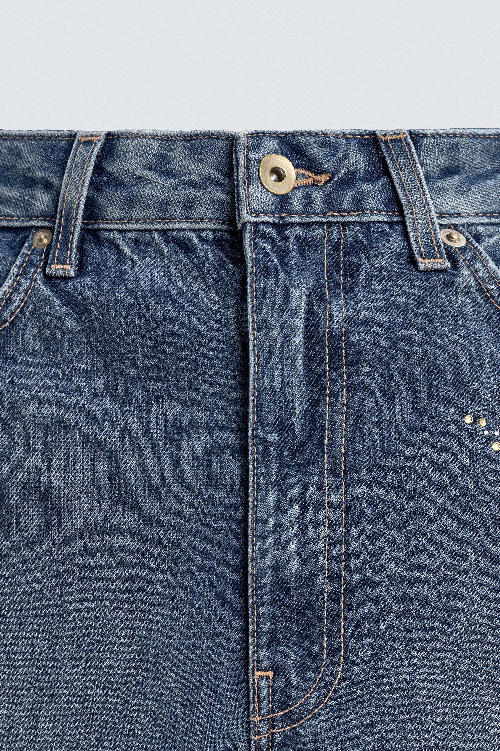 TRF BAGGY FIT RHINESTONE PETER PAN JEANS HARRY LAMBERT FOR ZARA X DISNEY