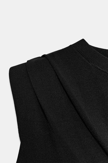 KNIT TOP WITH SHOULDER PADS - Black by Zara - Image 6