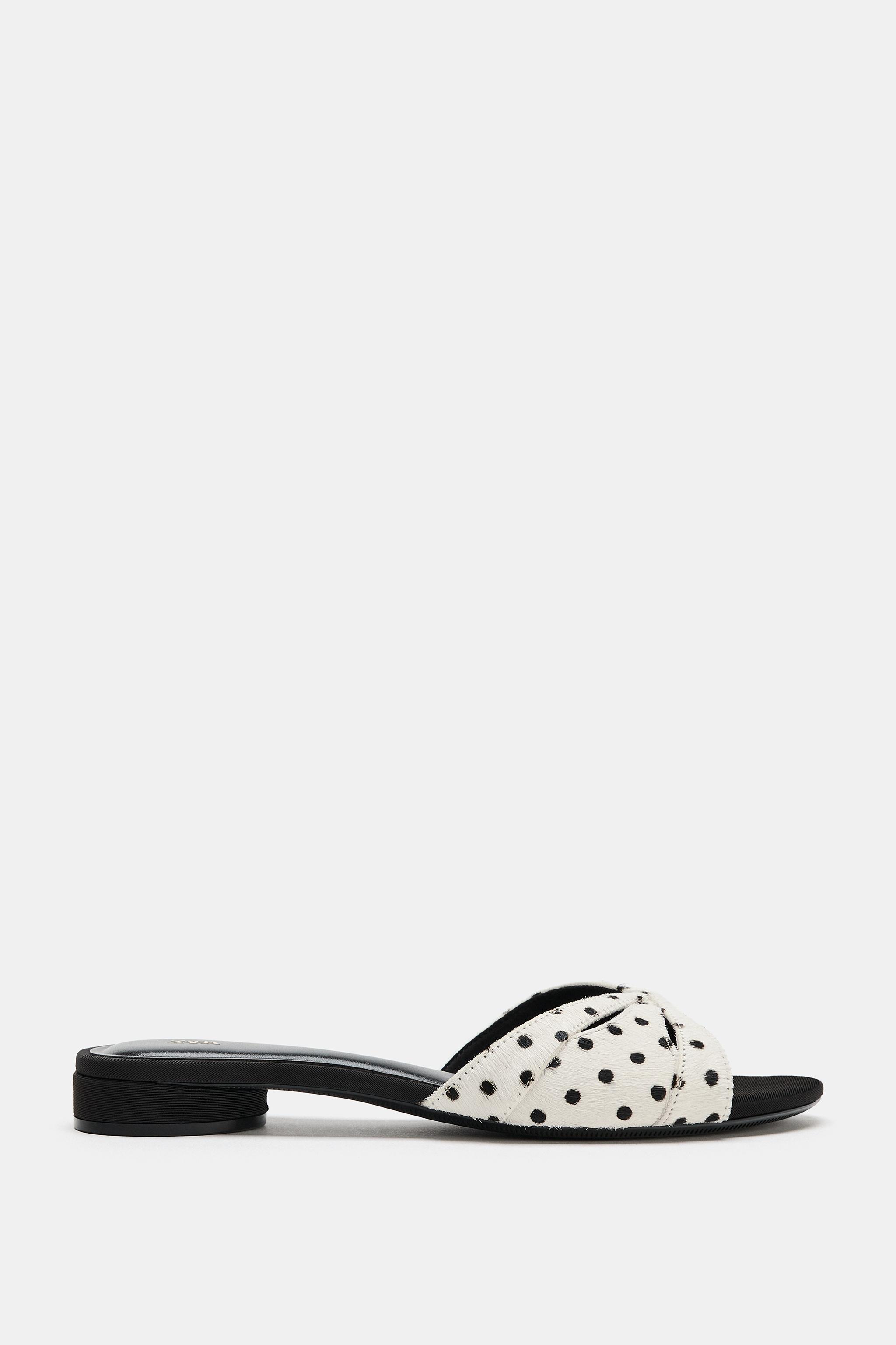 Женские сандалии Zara PRINTED LEATHER FLAT SANDALS — фото 2