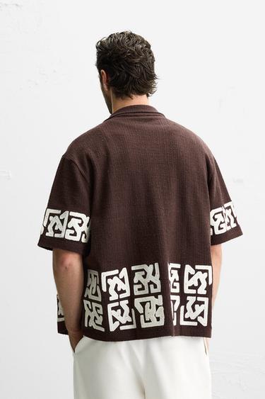 CHEMISE RELAXED FIT BRODÉE - Bordeaux de Zara - Image 3