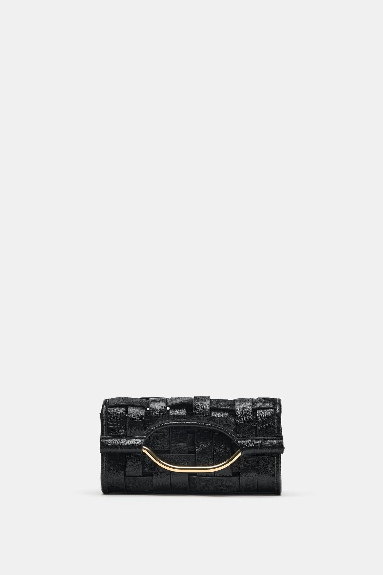 WOVEN-EFFECT BAG — Black