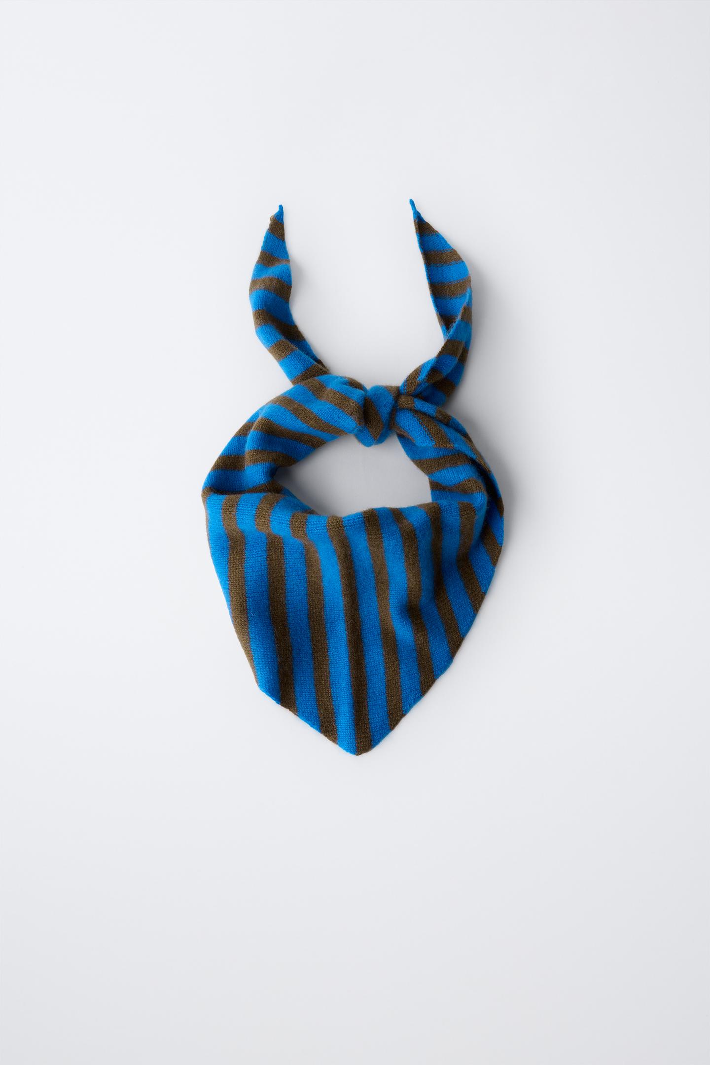 Детский шарф Zara Striped 100% Cashmere, цвет: Голубоватый
