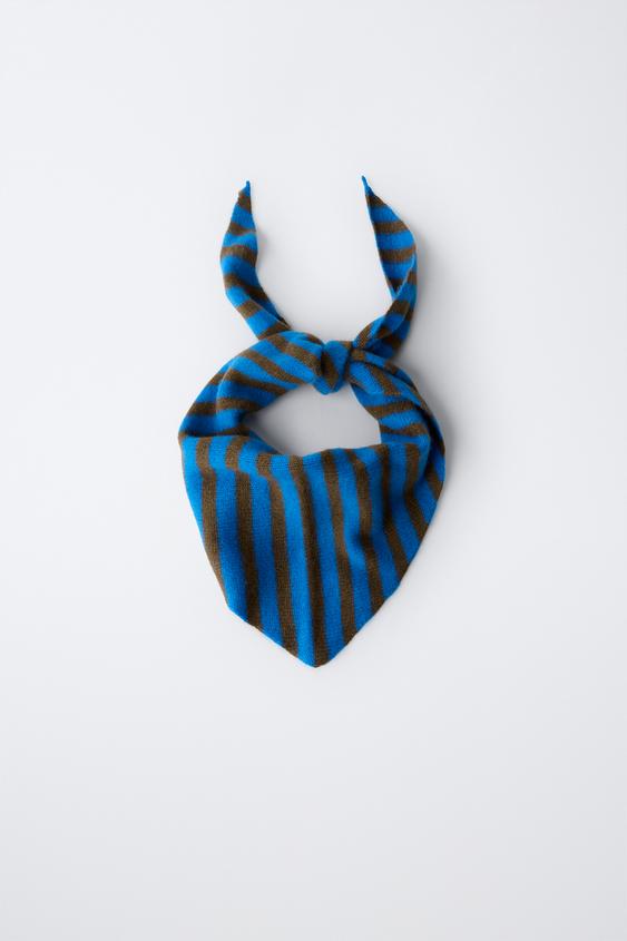 Детский шарф Zara Striped 100% Cashmere, цвет: Голубоватый