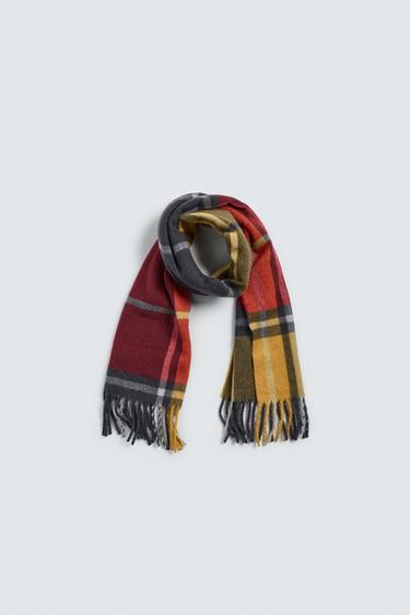 WOOL BLEND CHECK SCARF AARON LEVINE X ZARA - Coral by Zara - Image 3