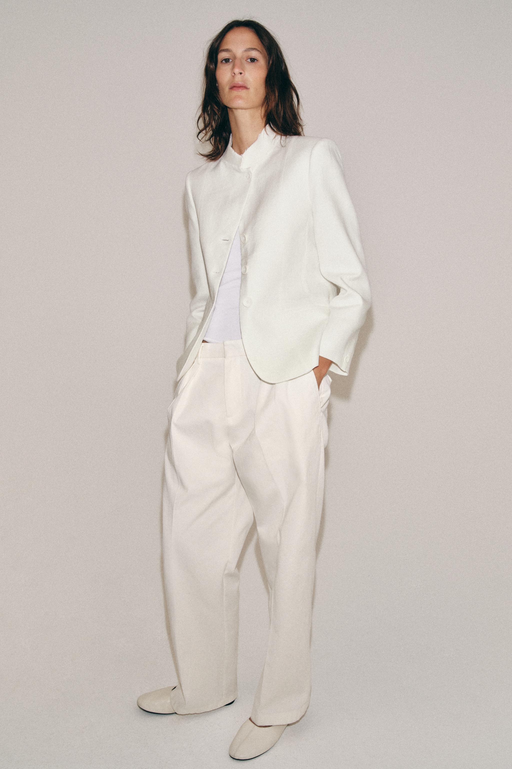 Zara ZW COLLECTION %100 KETEN BLAZER görsel 5