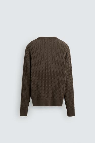 PULL STRUCTURÉ COTON - CHANVRE - Chocolat de Zara - Image 7