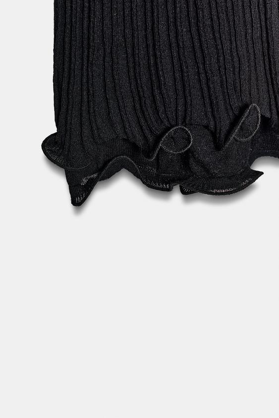 JUPE MI-LONGUE EN MAILLE DOUBLE ÉPAISSEUR - Noir de Zara - Image 7