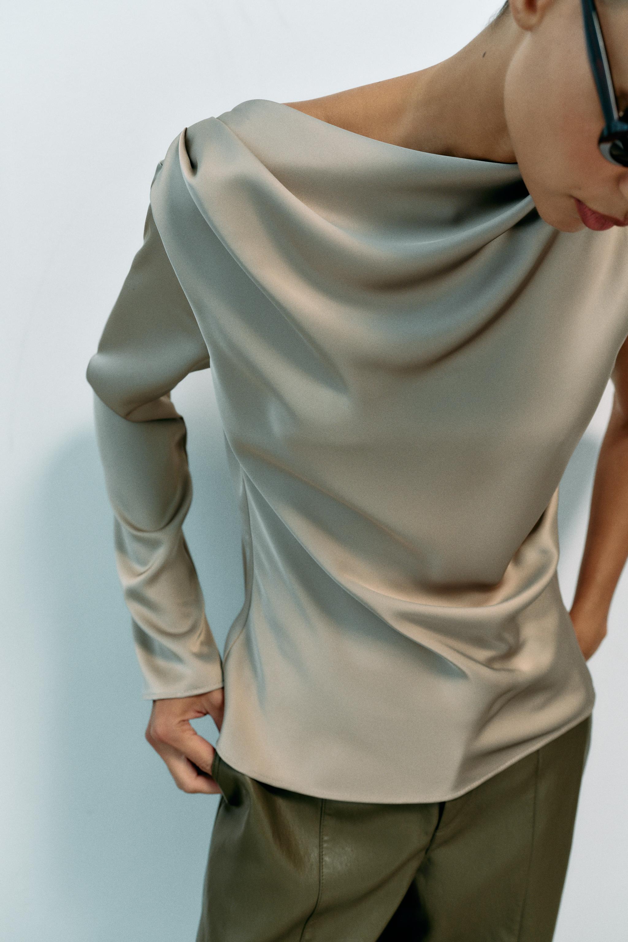 ASYMMETRIC SATIN BLOUSE