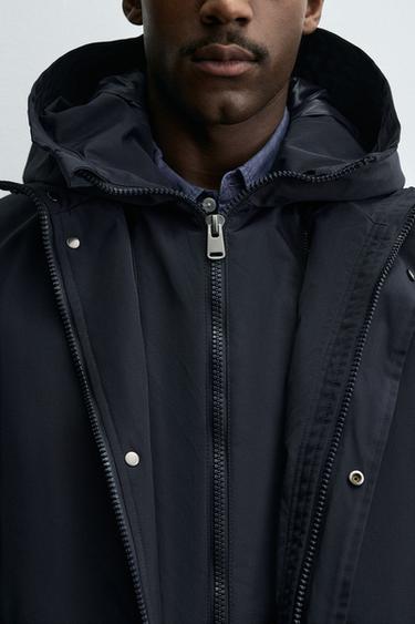 WATER-REPELLENT DETACHABLE TECHNICAL PARKA - Navy blue by Zara - Image 5