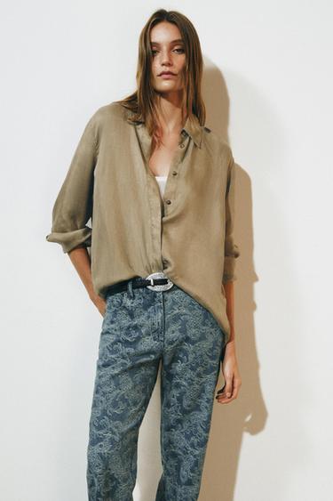 CHEMISE LYOCELL ZW COLLECTION - Marron clair de Zara