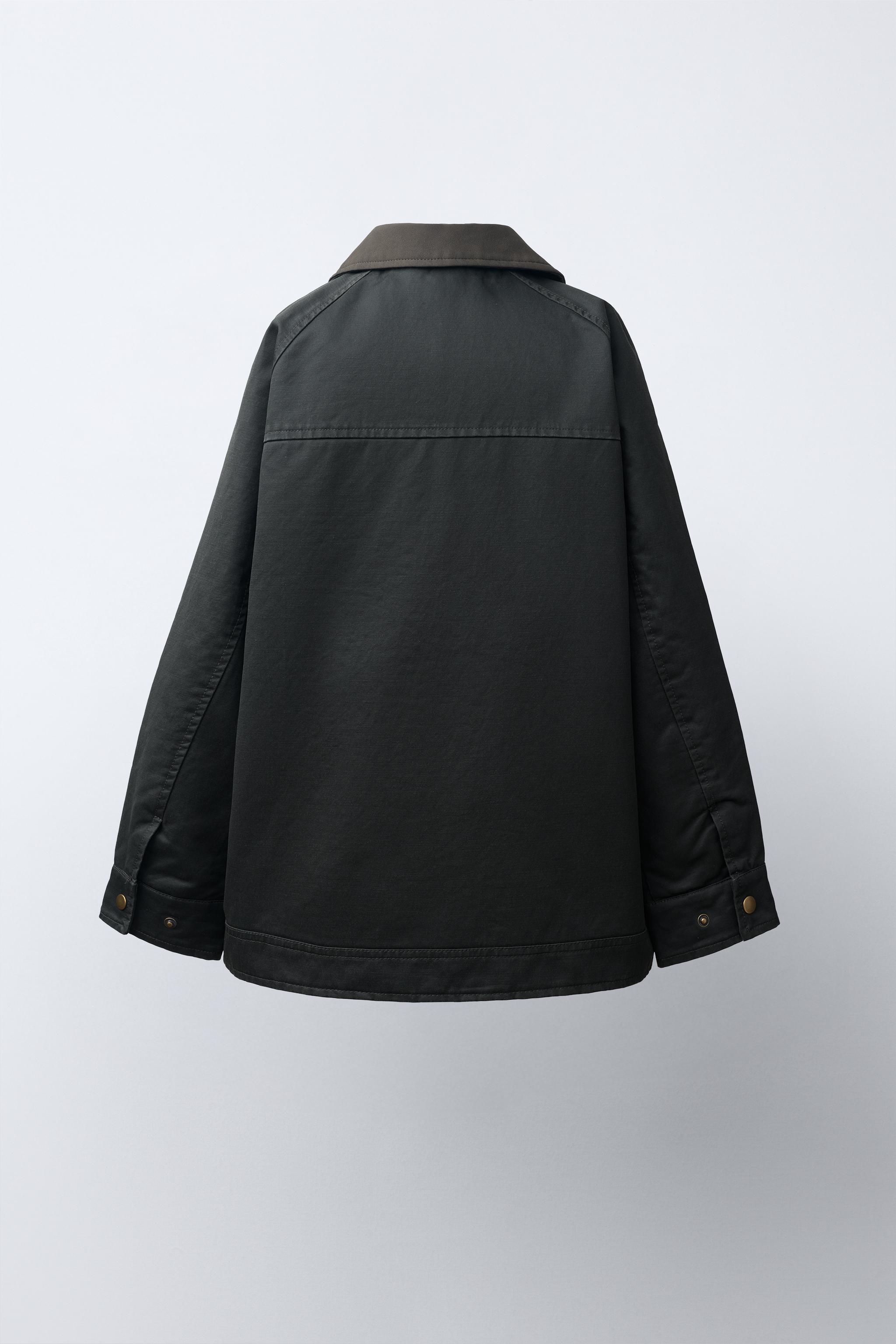 BLOUSON CIRÉ À COL CONTRASTÉ