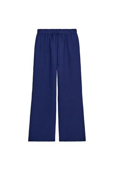 PANTALÓN PIJAMERO ESTRUCTURA ZW COLLECTION - Marino de Zara