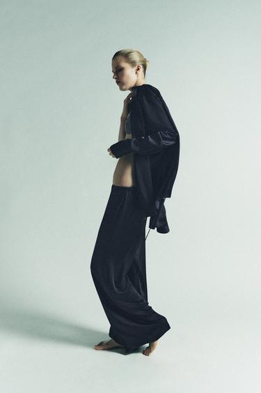 SATIN SHIRT WITH BOW - Blue / Navy by Zara - Image 6