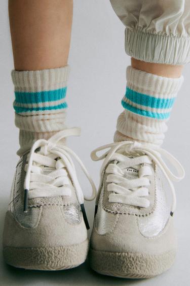 DREIERPACK LANGE SOCKEN MIT STREIFEN - Cremefarben von Zara