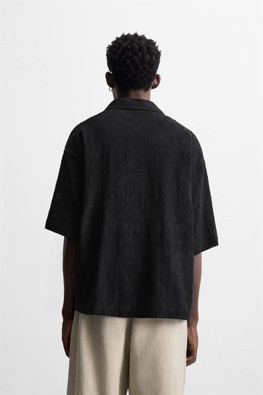 RELAXED FIT JACQUARD SHIRT - Black by Zara - Image 2