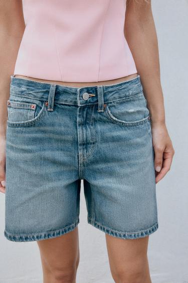 QUẦN SHORT LỬNG DENIM TRF CẠP LỠ - Xanh dương từ Zara