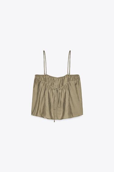 FLOWING STRAPPY BUTTON-UP TOP - mid khaki by Zara - Image 5