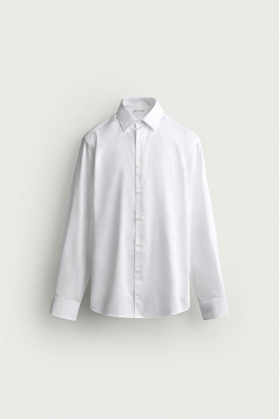 CAMISA SLIM FIT ESTRUCTURA - Blanco de Zara - Imagen 0