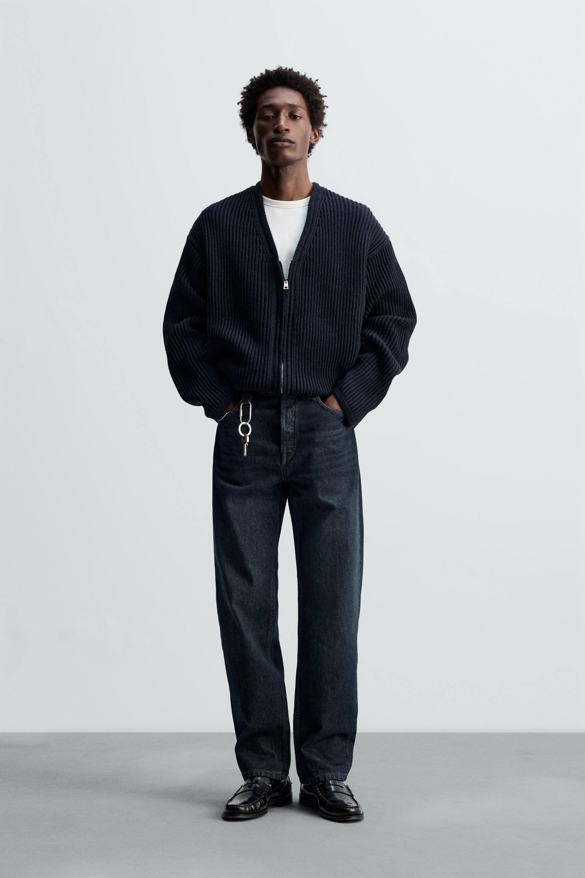 ZARA ORIGINS リブ編みジップカーディガン　OVY org.jpg