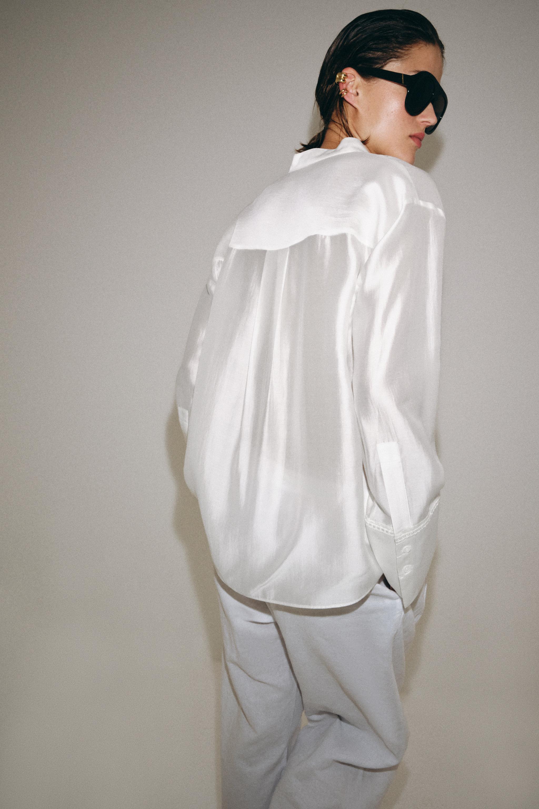 Zara İŞLEMELİ CEPLİ GÖMLEK ZW COLLECTION görsel 3