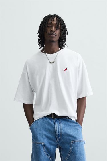 CONTRAST PRINT T-SHIRT - Oyster-white by Zara