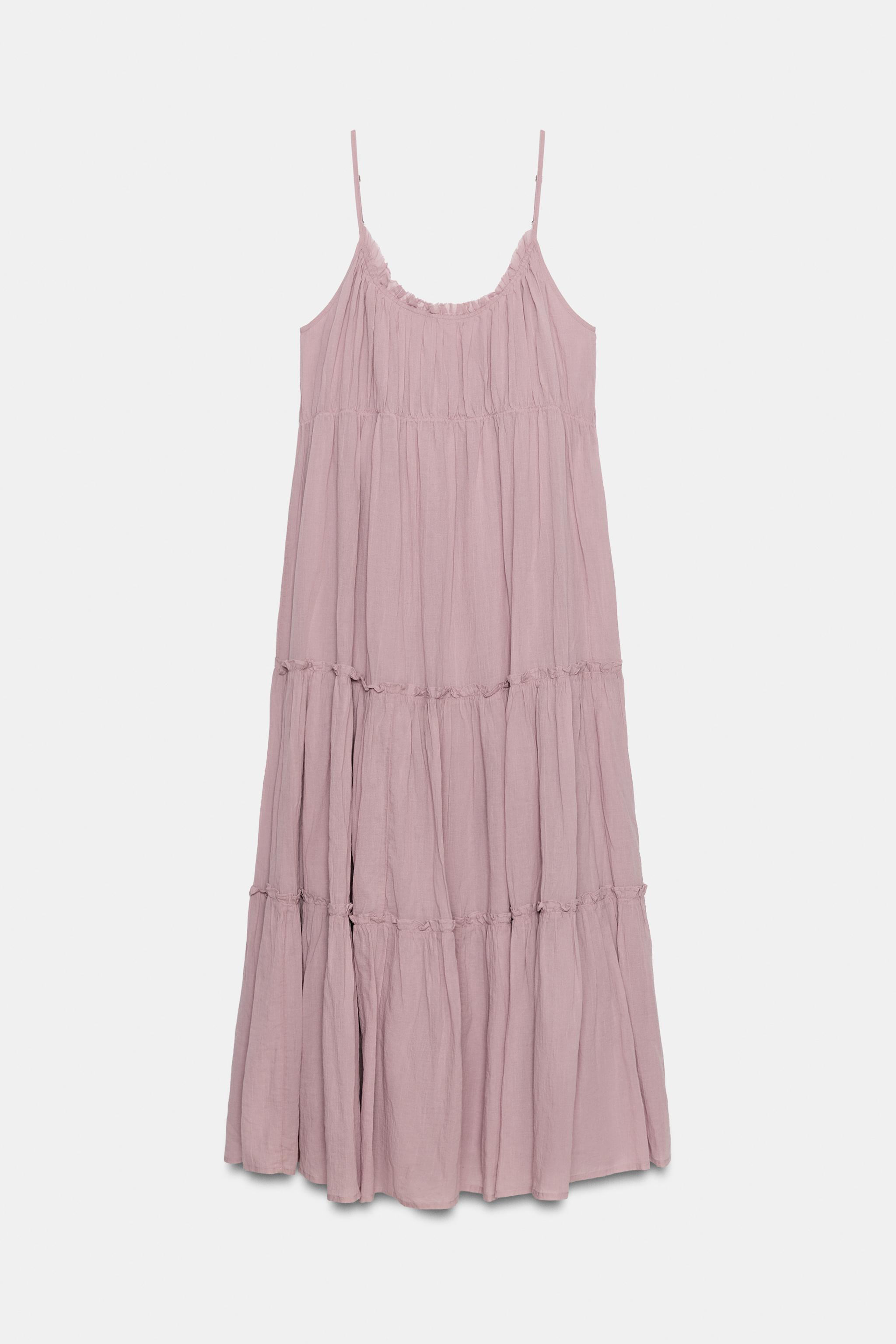 RUFFLED CHIFFON MIDI DRESS - Lilac | ZARA United States
