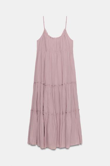 CHIFFON MIDI DRESS WITH RUFFLES - Lilac by Zara - Image 3