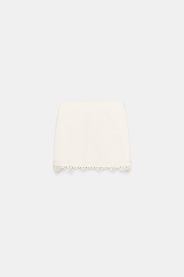 SKORT WITH LACE HEM - Ecru by Zara
