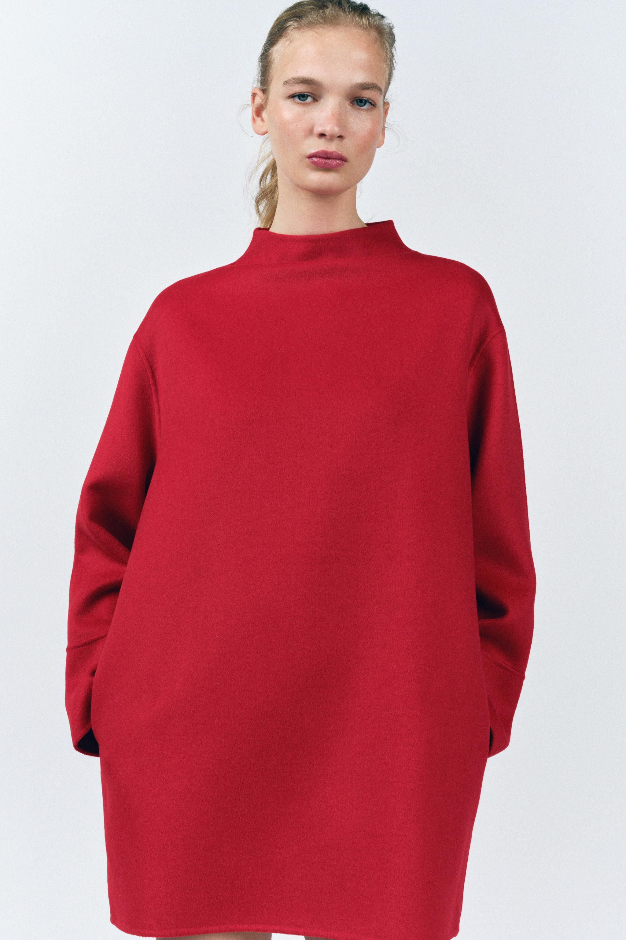 ★ZARA★ ZW COLLECTION WOOL JACKET DRESS WOOL BLEND JACKET ZW COLLECTION - Burgundy | ZARA United States