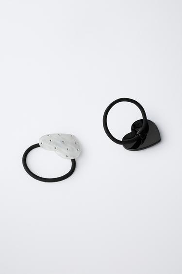 LOT DE DEUX CHOUCHOUS CŒUR BRILLANTS - Noir de Zara - Image 1