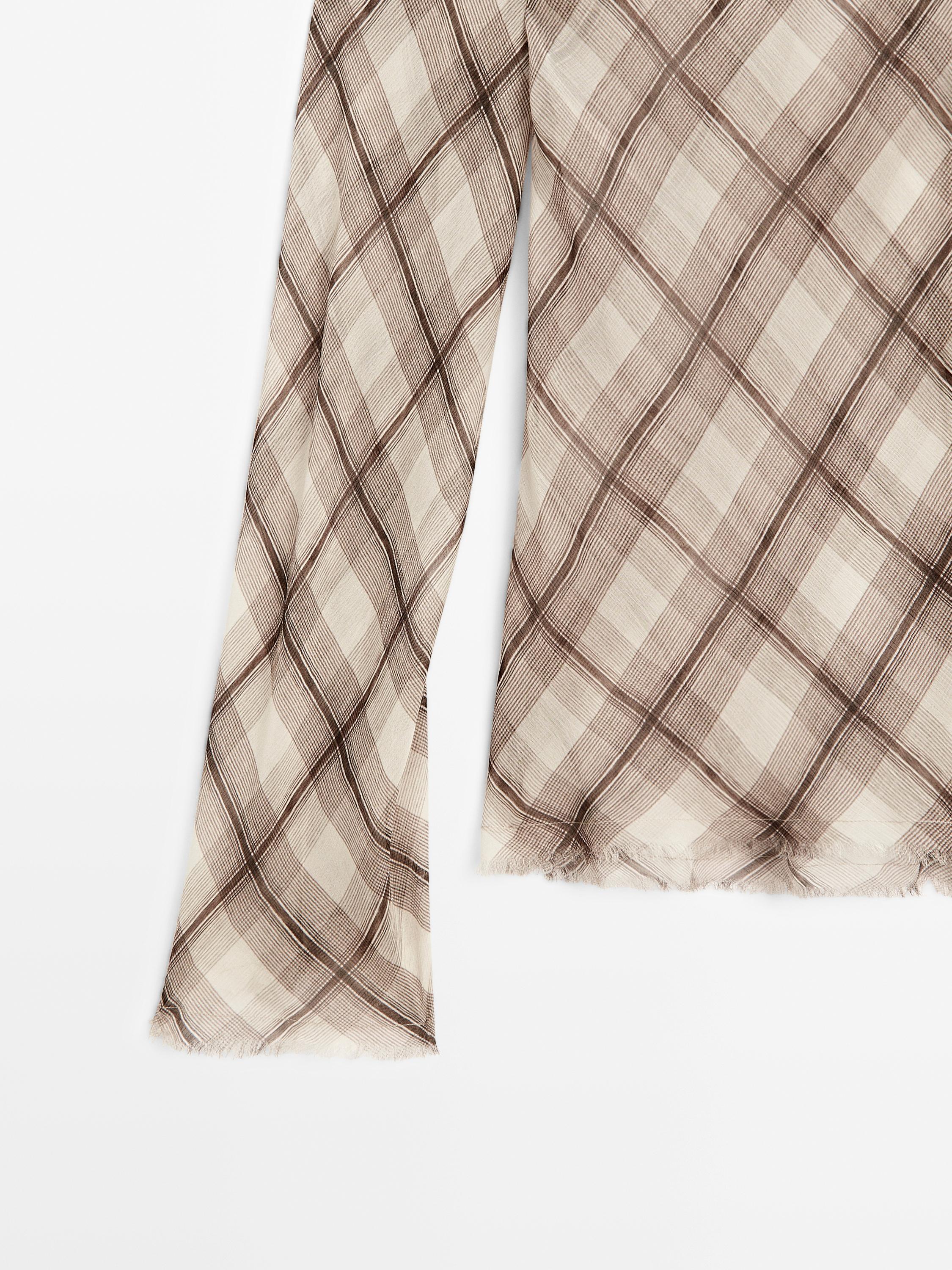 Check shirt with frayed trims - Chocolate | ZARA United States